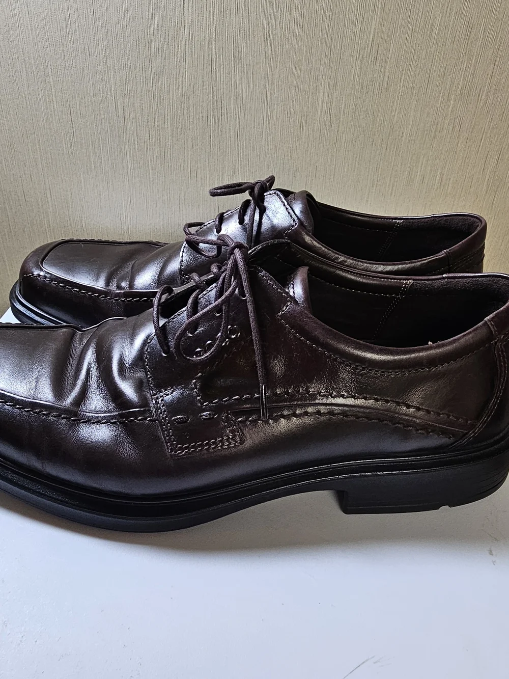 ECCO Men's Brown Leather Oxford Dress Shoes EU 45 US 11-11.5 Lace Up Comfort